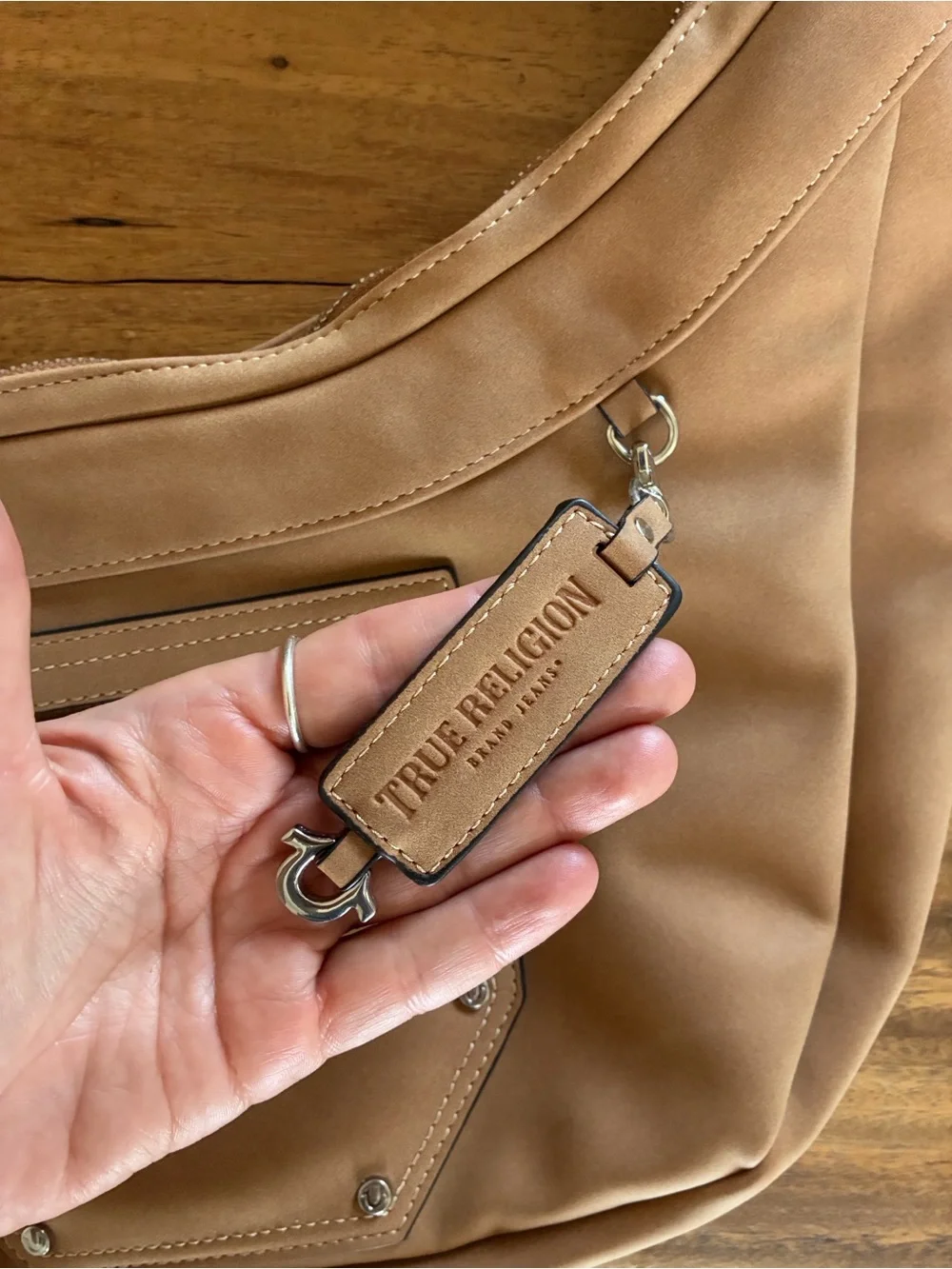 True Religion Suede Tan Hobo Shoulder Bag